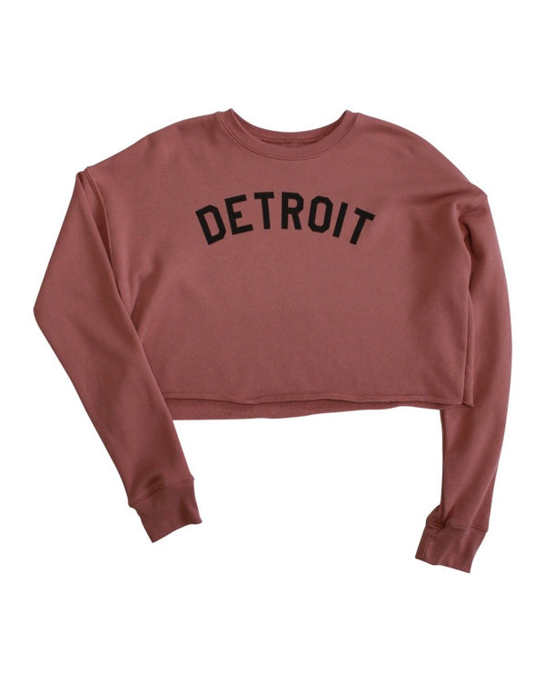 Ink Detroit Women's Cropped Fleece Crewneck Sweatshirt - Mauve