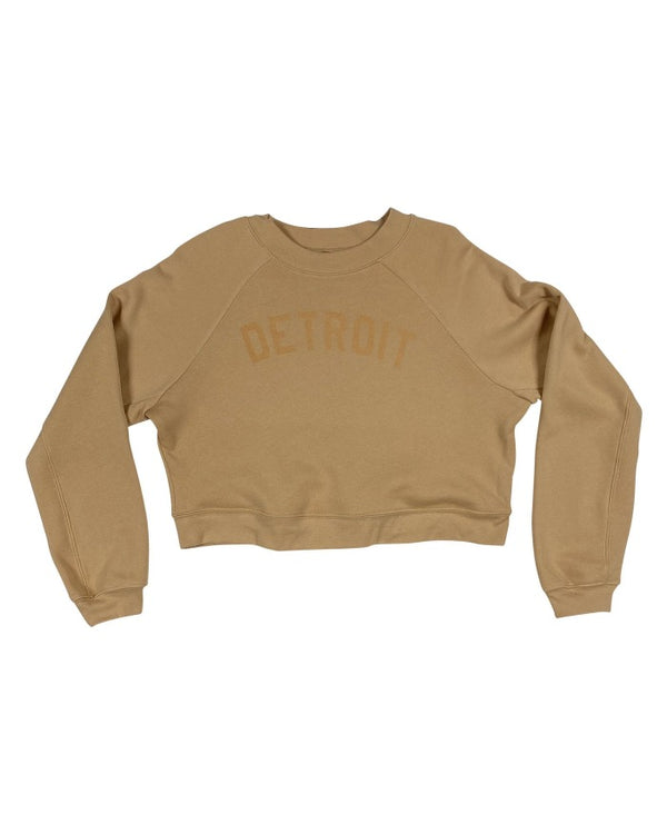 Ink Detroit Women's Raglan Pullover Fleece Sweatshirt - Sand