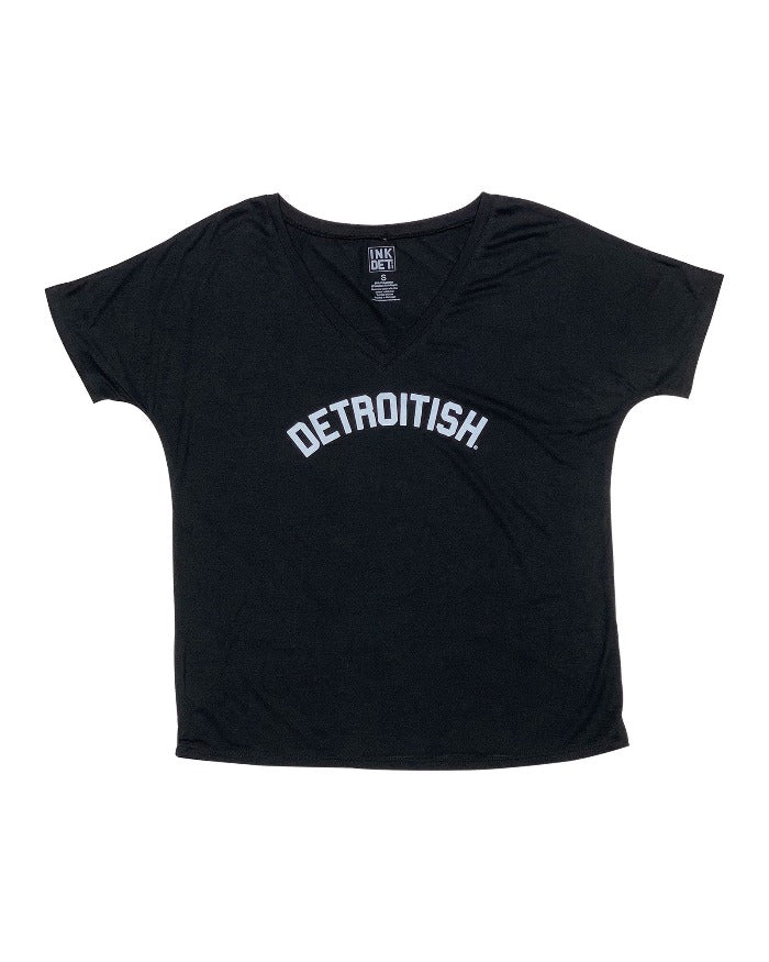 Ink Detroit Detroitish Women's slouchy v-neck t-shirt - Black