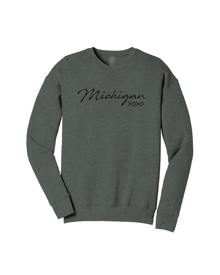 Ink Detroit Michigan XOXO Crewneck Sweatshirt - Grey - Ink Detroit