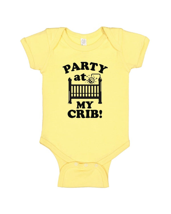 Graphic Tees "PARTY AT MY CRIB" Baby Onesie - Yellow