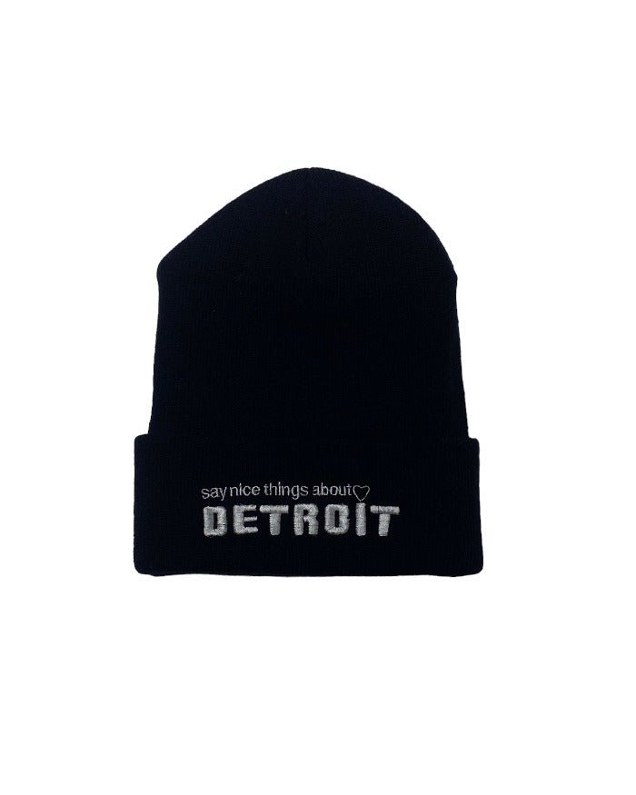 Say Nice Things About Detroit Beanie - Black - Ink Detroit