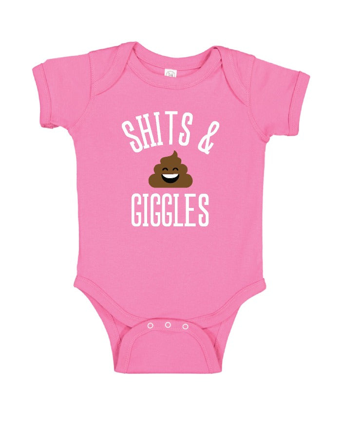 Graphic Tees "Shits & Giggles" Baby Onesie - Pink