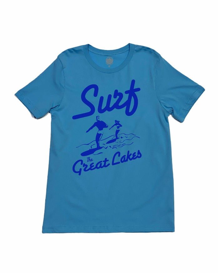 The Great Lakes State SURF THE Great Lakes T-Shirt - Lake Blue - Ink Detroit