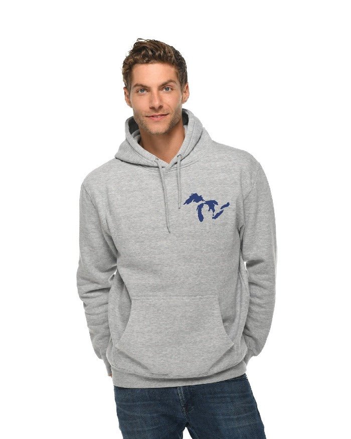 The Great Lakes State - Great Lakes Hoodie - Heather Grey - Ink Detroit