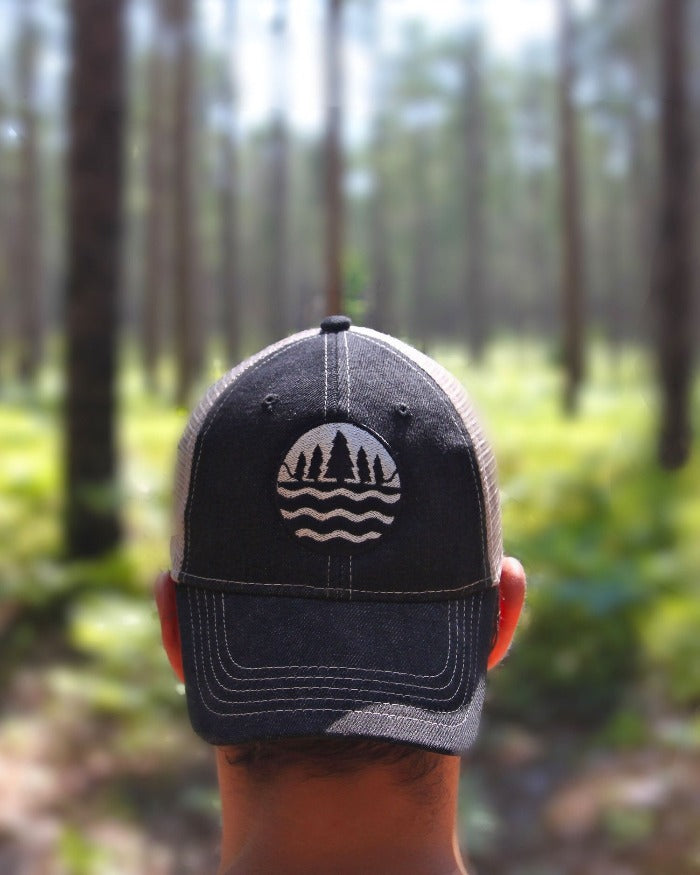 The Great Lakes State Black Denim Mesh Back Emblem Cap