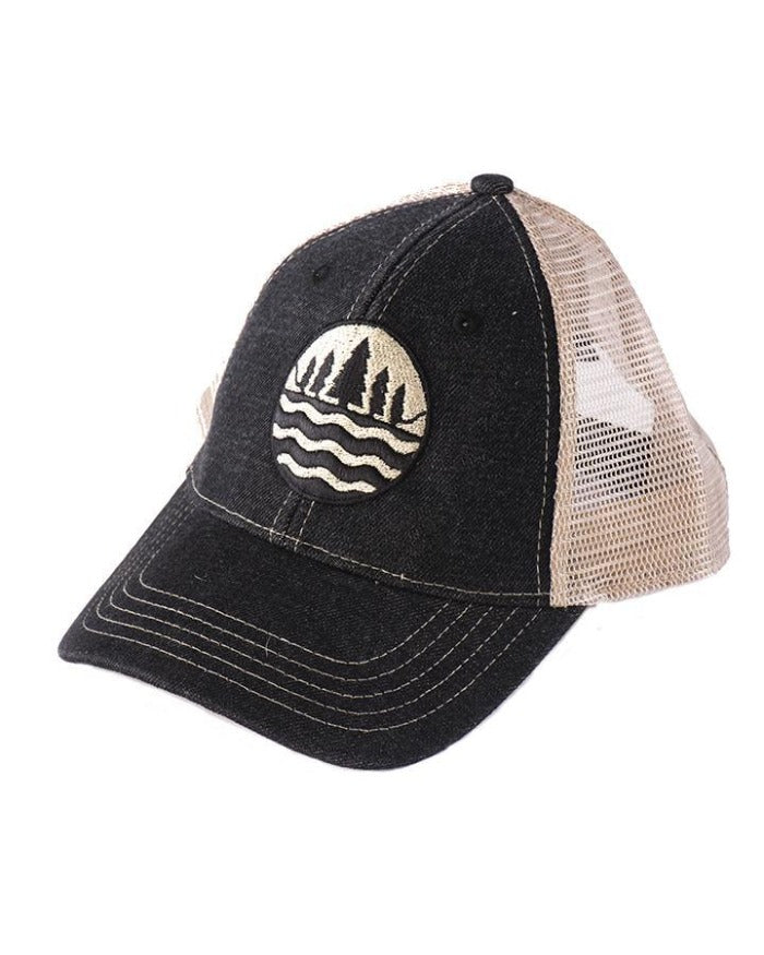 The Great Lakes State Black Denim Mesh Back Emblem Cap