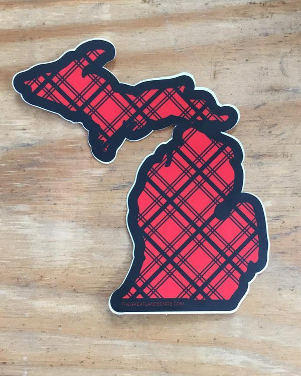 The Great Lakes State Buffalo Plaid Flannel Die Cut Vinyl Sticker