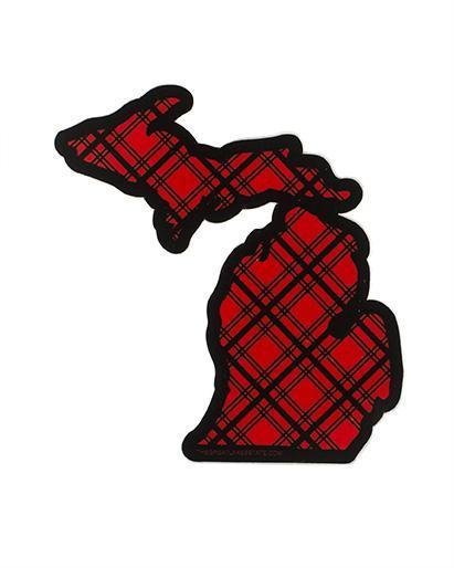 The Great Lakes State Buffalo Plaid Flannel Die Cut Vinyl Sticker - Ink Detroit