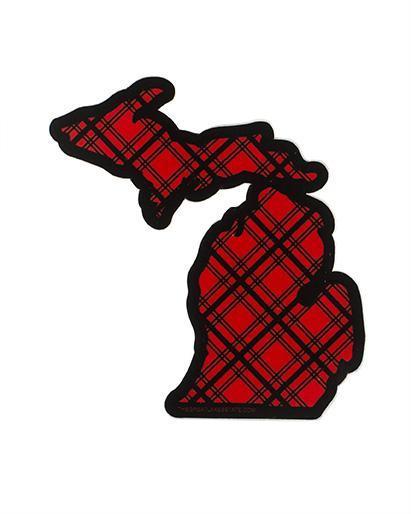 The Great Lakes State Buffalo Plaid Flannel Die Cut Vinyl Sticker