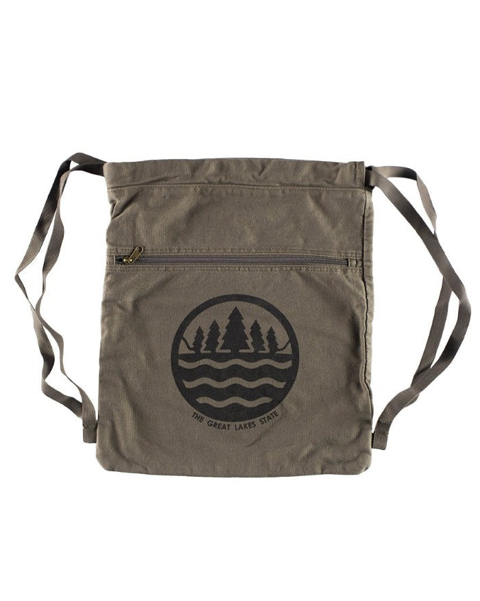 The Great Lakes State Canvas Cinch-Sack - Military Green