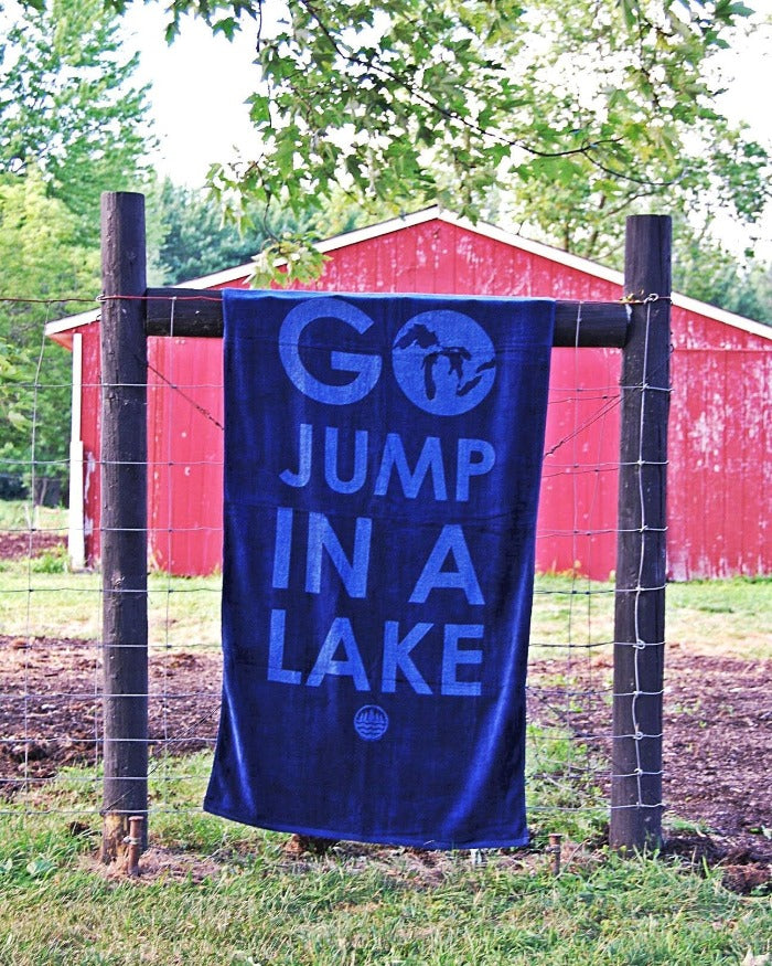 The Great Lakes State Go Jump In A Lake Beach Towel