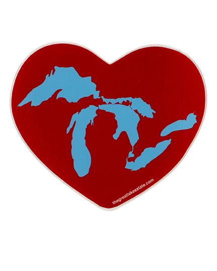 The Great Lakes State Lakes Heart Die Cut Vinyl Sticker