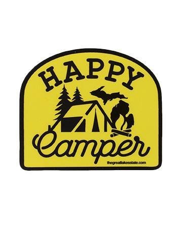 The Great Lakes State Happy Camper Die Cut Vinyl Sticker - Ink Detroit