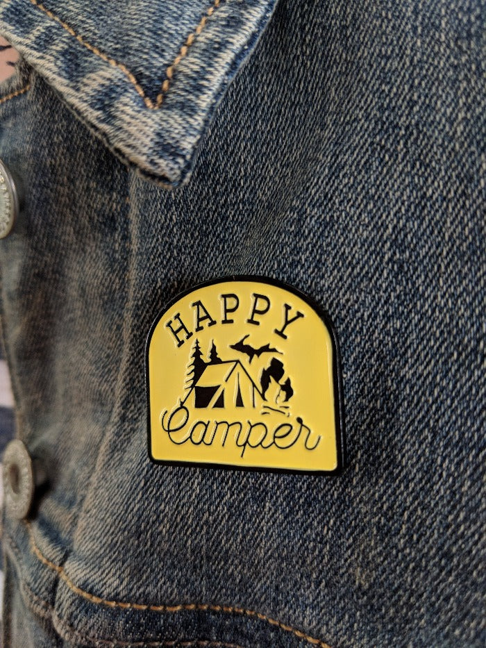 The Great Lakes State Happy Camper Enamel Pin