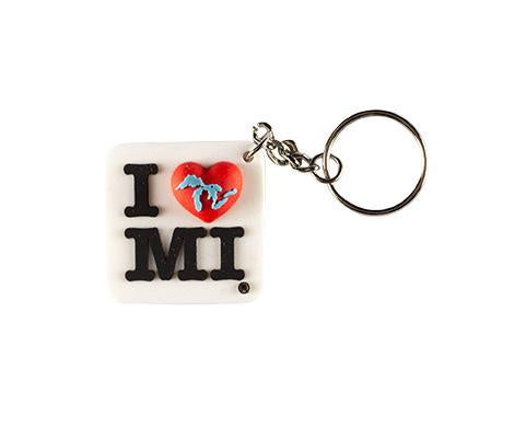 The Great Lakes State I Love Michigan Keychain