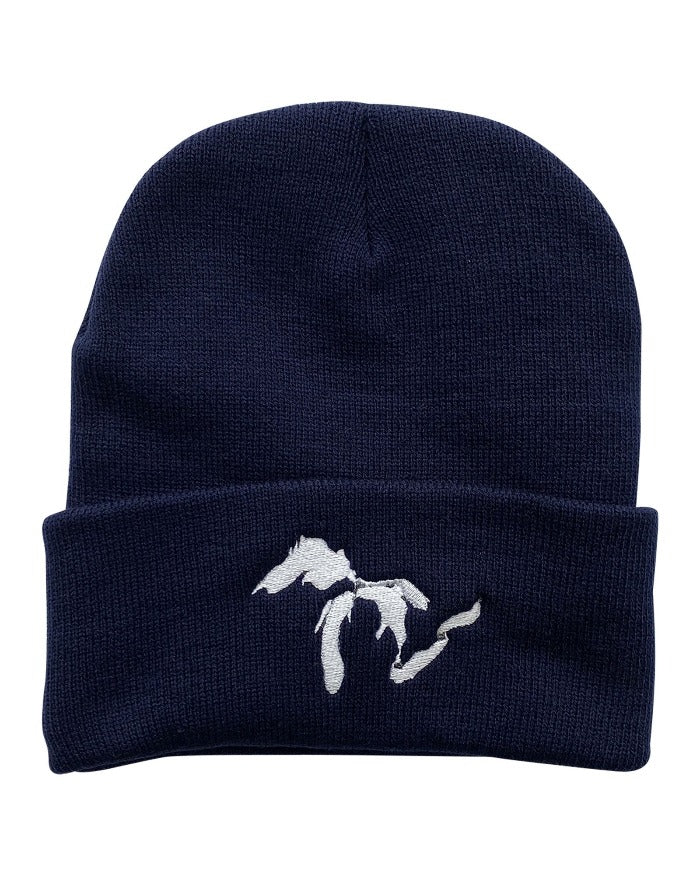 The Great Lakes State Knit Beanie - Navy