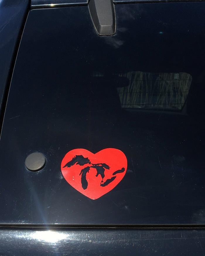 The Great Lakes State Lakes Heart Vinyl Decal Sticker