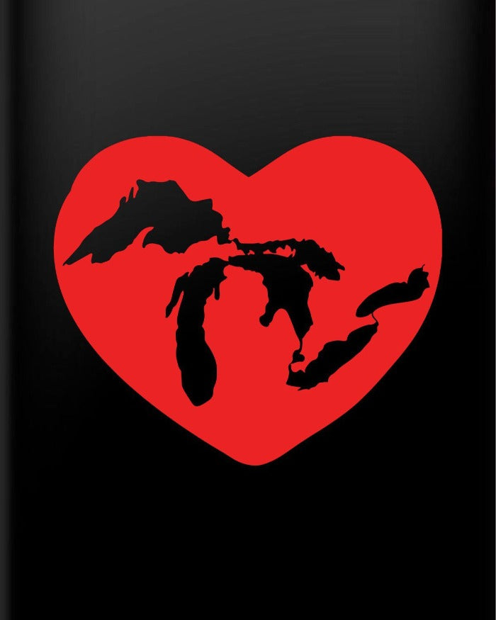 The Great Lakes State Lakes Heart Vinyl Decal Sticker