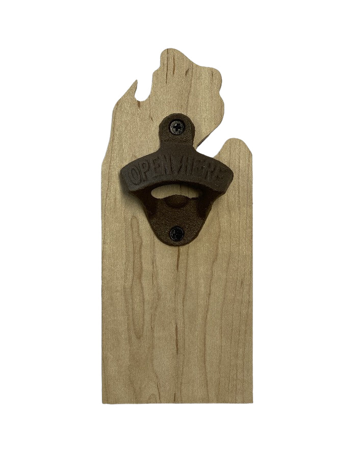 The Great Lakes State MI Beer Magnetic Beer Bottle Opener Select Maple