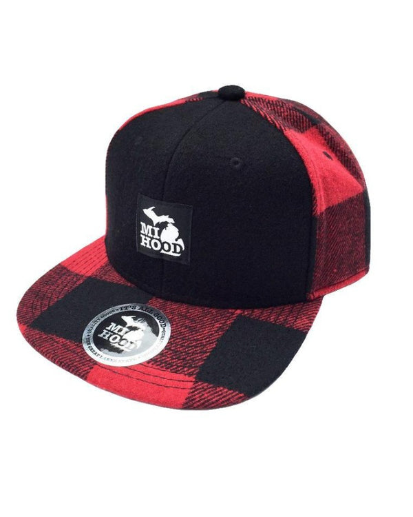 The Great Lakes State MI Hood Plaid Lumberjack Snapback Hat