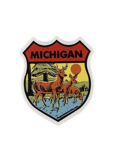 The Great Lakes State Michigan Deer Shield Die Cut Vinyl Sticker