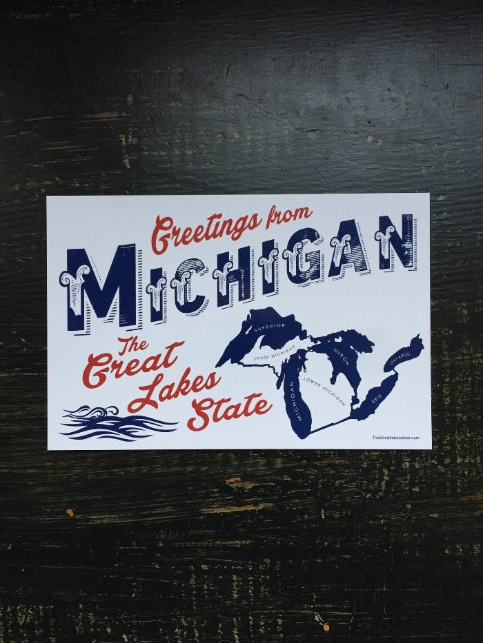 The Great Lakes State Michigan Post Card - Ink Detroit