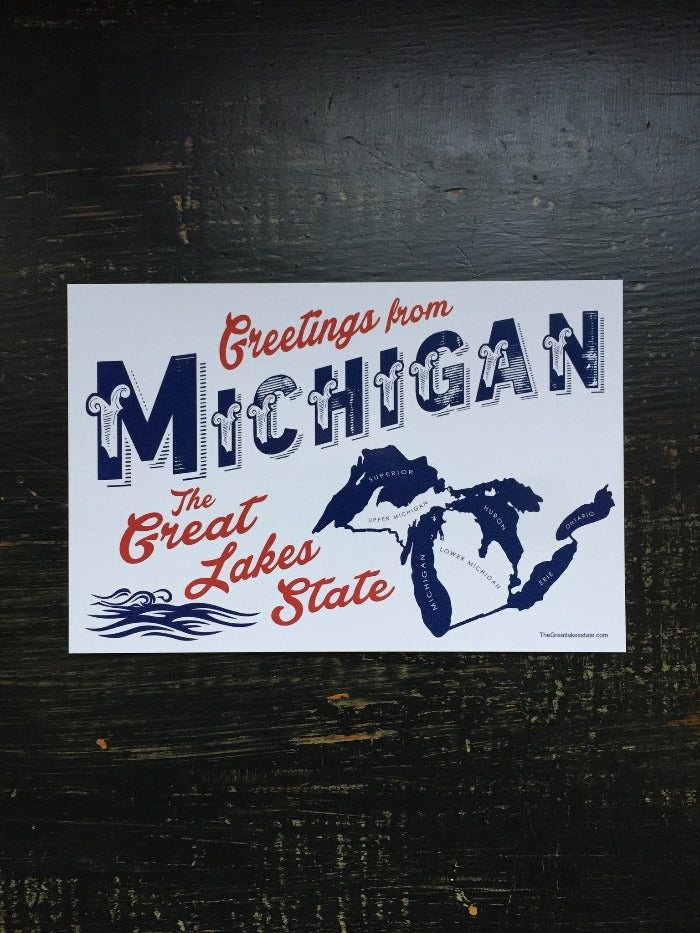 The Great Lakes State Michigan Post Card