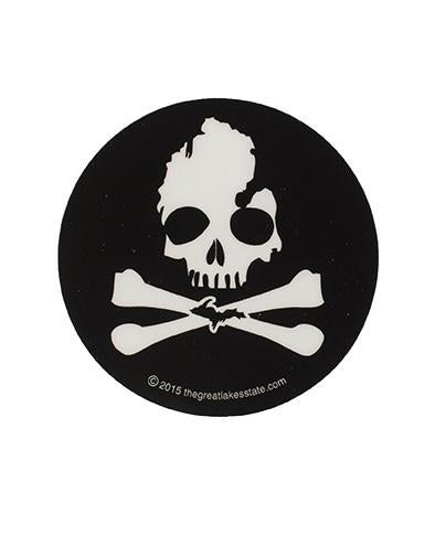 The Great Lakes State Michigan Skull & Bones Die Cut Vinyl Sticker