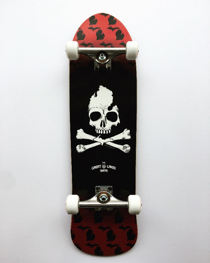 The Great Lakes State Michigan Skull & Bones Old School Complete Skateboard