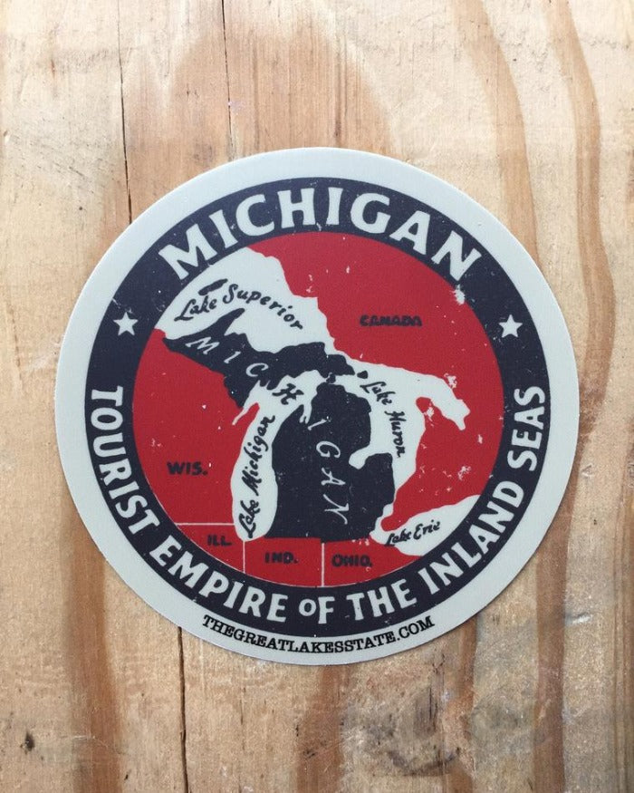 The Great Lakes State Michigan Tourist Empire of the Inland Seas Die Cut Vinyl Sticker