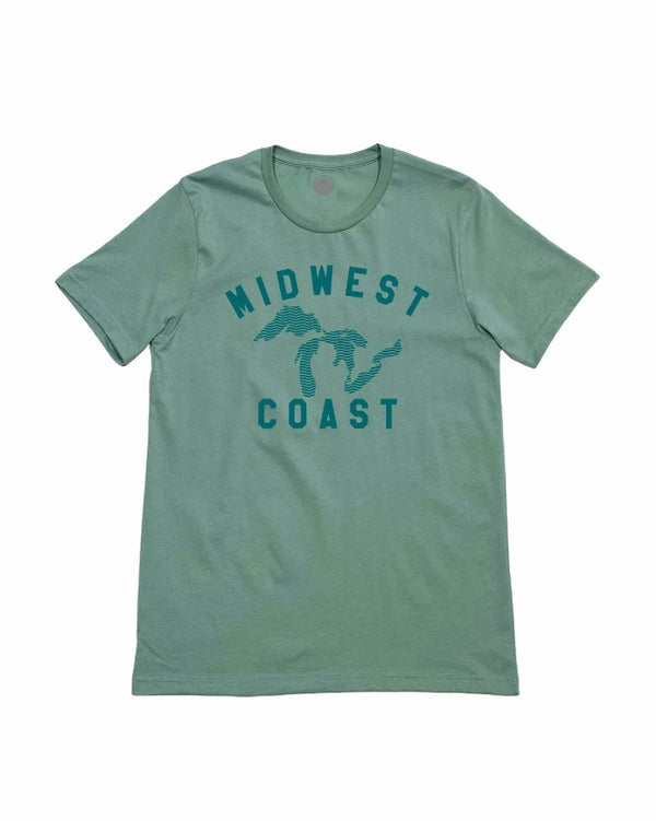 The Great Lakes State MIDWEST COAST T-Shirt - Dusty Blue