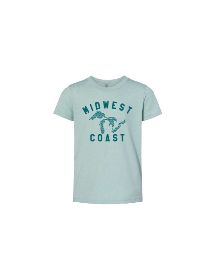 The Great Lakes State - Midwest Coast Youth T-Shirt - Heather Dusty Blue - Ink Detroit