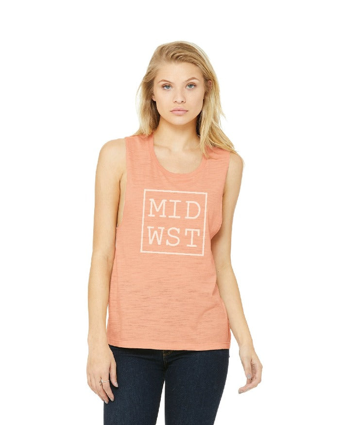 The Great Lakes State Midwest Women's Flowy Scoop Muscle Tank - Peach