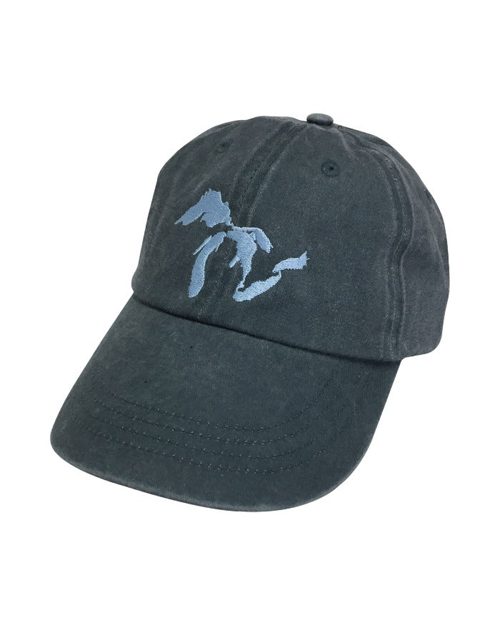 The Great Lakes State Pigment Dyed Dad Hat - Navy