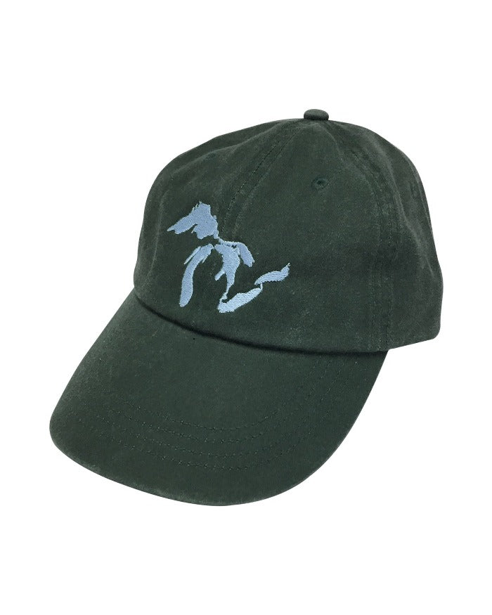 The Great Lakes State Pigment Dyed Dad Hat - Pine Green