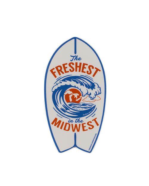 The Great Lakes State The Freshest in the Midwest Surfboard Die Cut Vinyl Sticker