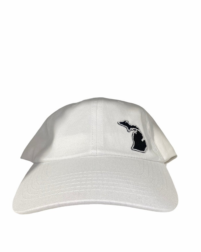 The Great Lakes State Michigan Dad Cap - White - Ink Detroit