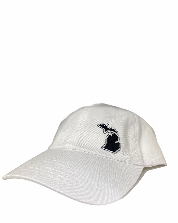 The Great Lakes State Michigan Dad Cap - White - Ink Detroit