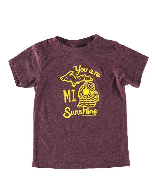 The Great Lakes State You Are MI Sunshine Youth T-Shirt - Heather Maroon